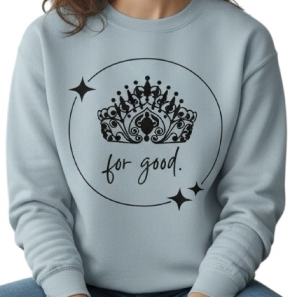 Wicked For Good Crew Neck Sweatshirt in Light Blue Size L NWOT